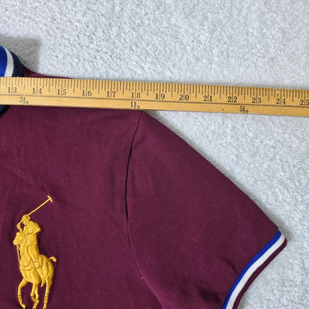 Polo Ralph Lauren BIG PONY Custom Fit Mens XL Polo Burgundy Navy White Crest